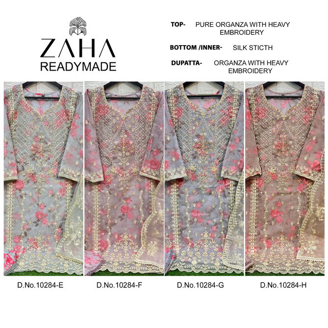 Zaha 10284 E To H Embroidery Organza Pakistani Suits Wholesale Shop In Surat 